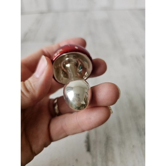 Vintage Mercury glass mushroom mini ornament Xmas tree red - Picture 8 of 9